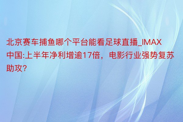 北京赛车捕鱼哪个平台能看足球直播_IMAX中国:上半年净利增逾17倍，电影行业强势复苏助攻?
