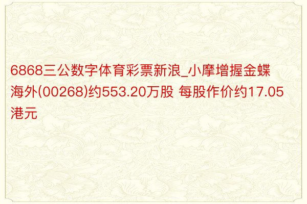 6868三公数字体育彩票新浪_小摩增握金蝶海外(00268)约553.20万股 每股作价约17.05港元