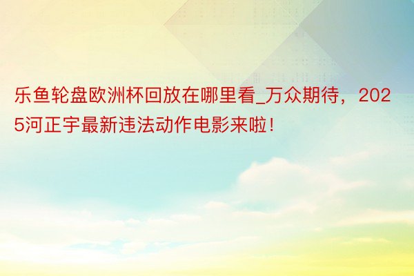 乐鱼轮盘欧洲杯回放在哪里看_万众期待，2025河正宇最新违法动作电影来啦！